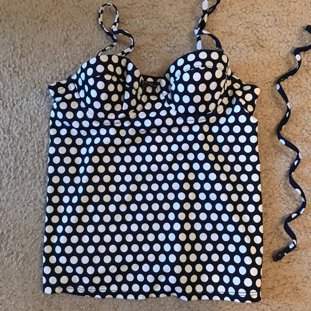 J.CREW GRAPHIC DOT UNDERWIRE SWING TOP SIZE 0 NAVY